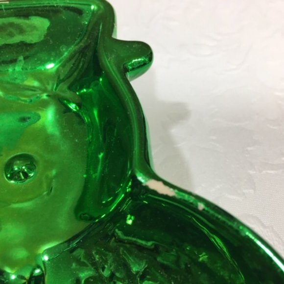 VTG Red & Green Decorative Snowman Holiday Candy Treat Plates Dishes Set of Two - Picture 9 of 16